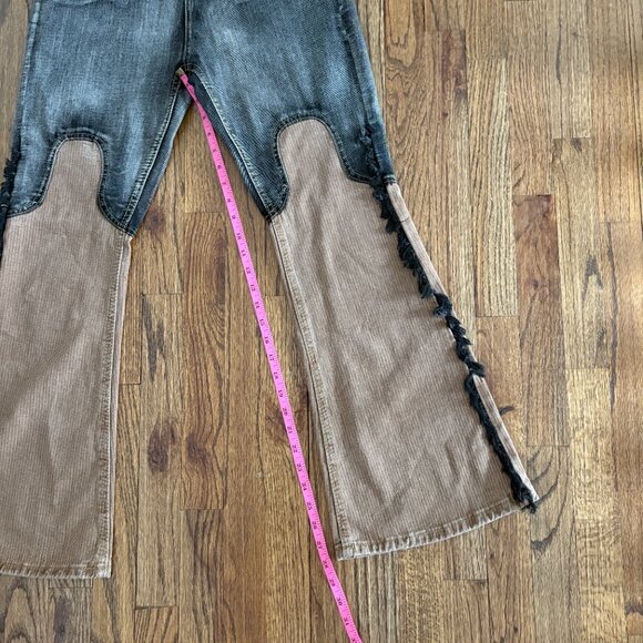 Byunli Fairy Grunge Urban Wild Fringe Two Tone Brown Denim Size Medium NWT - Picture 4 of 8